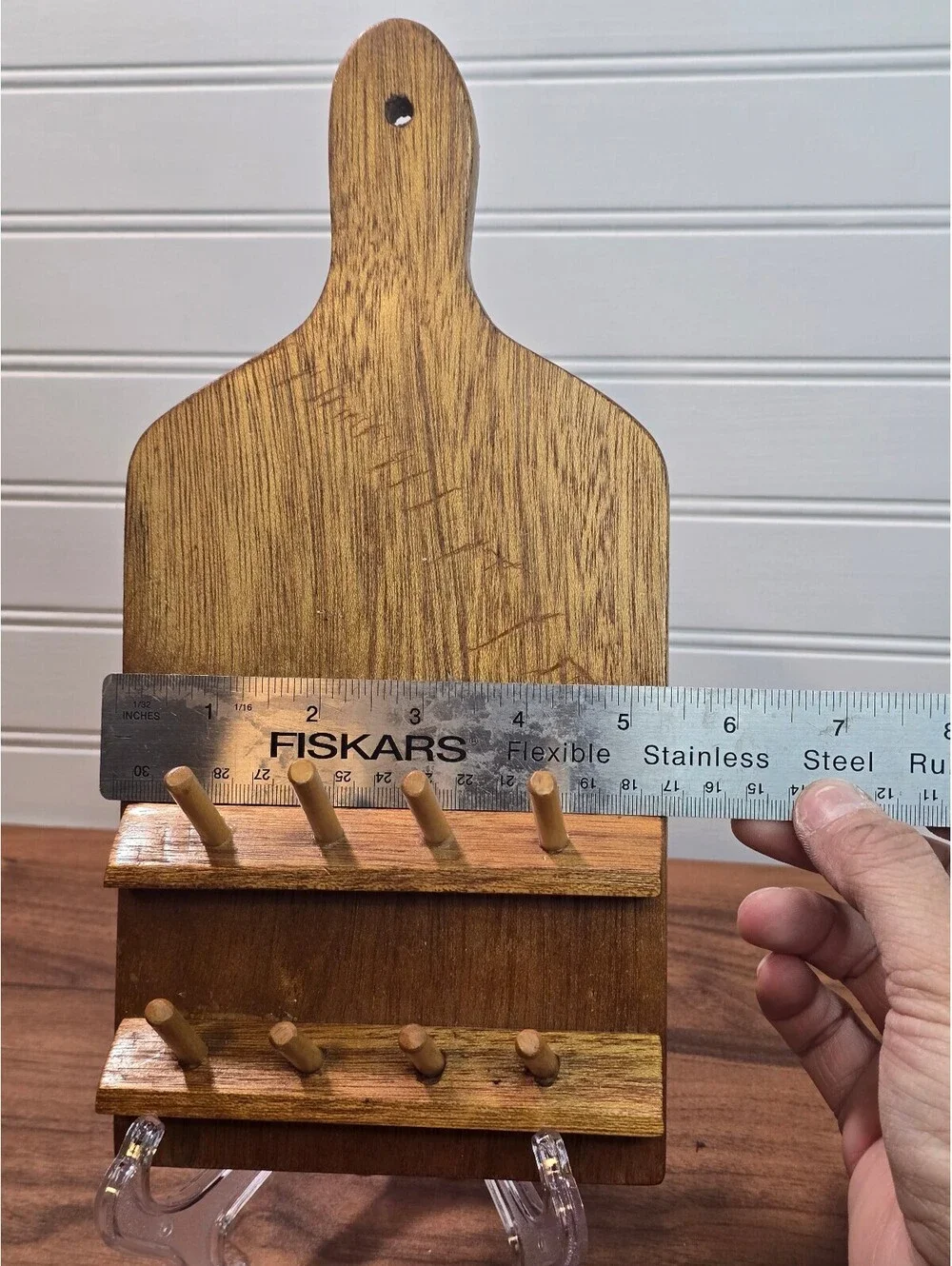 Vintage Wooden Cutting Board Key Rack Wall Mug Holder 10.5